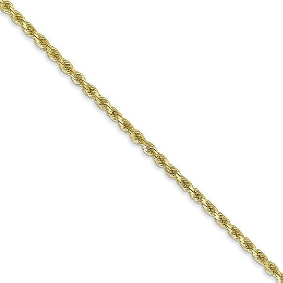2.25mm 10k Yellow Gold Solid Diamond Cut Rope Chain Necklace 30 Inch